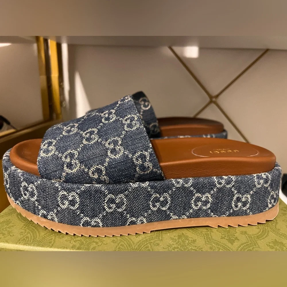 Gucci Denim Platform Clogs